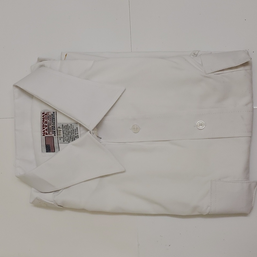 NWT National Patrol security officer white button up short sleeve shirt size 17